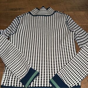 We the free blue and White Checkered Sweater